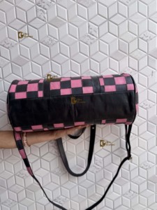 Unique Arrival Hand Tooled <b>Leather</b> Luggage <b>Bags</b> Checkers Pattern Handmade <b>Bag</b> Unisex Travel <b>Bag</b> Multi Uses Small Size Duffel <b>Bag</b> - Product Image 4