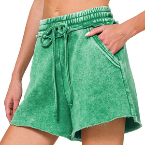 Shorts Femme Effet Délavé Acide Taille Haute Style Vintage Boutonné Décontracté Été 2026 - Product Image 4