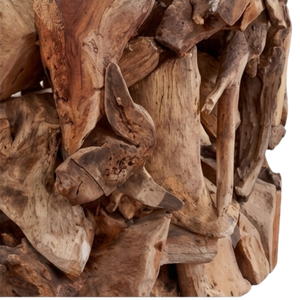 Table basse rustique en bois de teck rond fait main ARTERRA Premium avec plateau en verre pour salon - Product Image 3