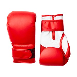 นวมชกมวย PU สีแดงพร้อมสายรัดข้อมือแบบตีนตุ๊กแกสำหรับอุปกรณ์ฝึกซ้อมมวยสำหรับผู้ใหญ่ - Product Image 1