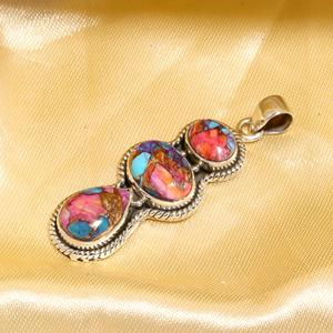 Latest Natural Oyster Turquoise Pink Spiny Turquoise Pendant 925 Sterling <b>Silver</b> <b>Necklace</b> for Women Boho Statement Pendant - Product Image 3