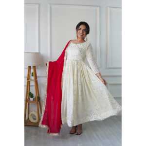 Women's Beautiful Anarkali <b>Gown</b> Set for Parties with Bottom and Dupatta Included - Product Image 4