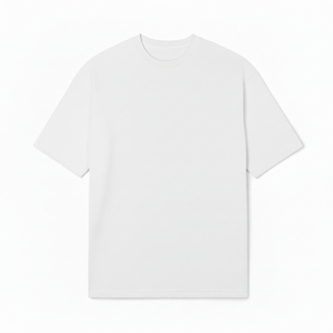 เสื้อยืดโอเวอร์ไซส์ผู้ชาย สีขาว ผ้าฝ้าย ผลิตจากผ้าฝ้ายพรีเมียม ทรงหลวม แขนสั้น สไตล์ลำลอง สีพื้น ผ้าเจอร์ซีย์ถัก - Product Image 1