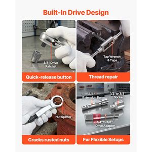 Set Estrattore Viti in Acciaio Solido da 63 Pezzi con Divisori per Dadi, Maschi, Punte da Trapano, Chiavi e Adattatori - Rimozione Efficiente di Bulloni - Product Image 4