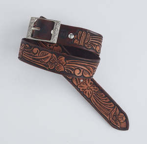 Hot Selling Men's Western Cow Hide Animal Print Skull Buckle Custom Made Hand Carved Floral Embossed <b>Leather</b> Cowboy <b>Belt</b> - Product Image 5
