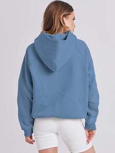 Sudadera con Capucha Negra para Mujer, 100% Algodón Felpa, Manga Larga, Color Sólido, Diseño con Bolsillo, Ropa de Otoño - Product Image 5