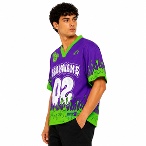 Maillot de football américain tendance personnalisé avec motif Slime, en maille, style streetwear, surdimensionné, pour équipe, sublimation OEM, maillots de sport de football - Product Image 3