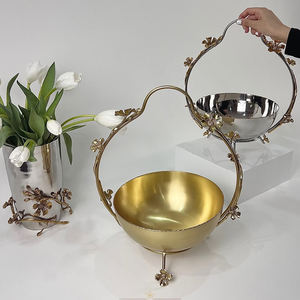 Juego de 2 Tazones de Metal de Calidad Japonesa para Servir, Tazón para Servir Chocolate y Dulces para Banquetes de Boda, con Asa, a un Precio Accesible - Product Image 1