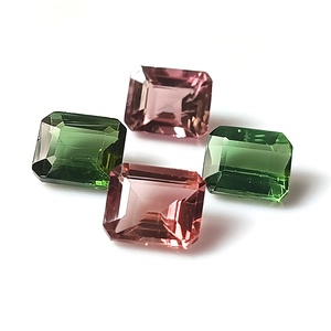 Ensemble de tourmalines zambiennes multicolores pastel naturelles, 6,25 carats au total, taille émeraude 7x6 mm, 4 pierres précieuses calibrées en vrac - Product Image 1