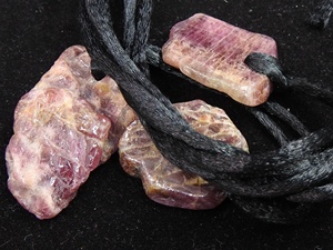 <b>Pink</b> Tourmaline Natural Rough Pendant-Top Front <b>Drilled</b> 3MM Hole Smooth Polished 25-35MM Size PMEGEMSBEADS CJ Model for Necklace - Product Image 3