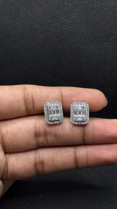 Luxury Moissanite Baguette Stud <b>Earrings</b> Iced Out 925 <b>Silver</b> Jewelry Sparkling Rectangle <b>Earrings</b> Gift For Women <b>Men</b> Elegant - Product Image 4