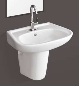 Lavabo de pared de cerámica brillante rectangular moderno de calidad impresionante superventas hecho en India Material de piedra uso en el baño - Product Image 1