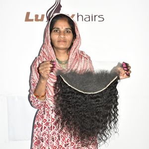 Extensiones de Cabello Humano Virgen 100% Natural de Templo Indio, Ondulado Frontal, Sin Procesar, de la Mejor Calidad, Tejido Doble a Máquina, de Proveedor - Product Image 5