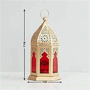 Faroles Marroquíes Elegantes de Metal y Vidrio con Lámpara de Farol y Portavelas Colgantes para Decoración del Hogar, Diwali, Eid, Navidad - Product Image 2