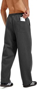Pantalon de survêtement ample en molleton de coton pour homme, coupe droite, avec cordon de serrage et poches, idéal pour la détente et le sport - Product Image 5