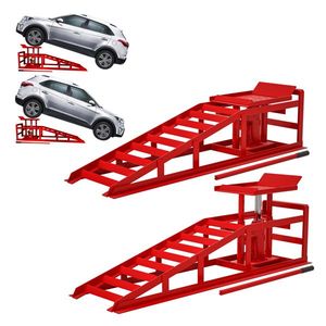 2 Pack basso profilo idraulico auto rampe di sollevamento 5T 11000lbs Garage veicolo rampe di servizio per camion rimorchio colore rosso - Product Image 6
