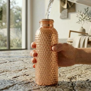 Artisan Crafted Hammered <b>Copper</b> <b>Bottle</b> with <b>Copper</b> Tumbler Leak Proof Ayurvedic Water Storage Drinkware for Daily Wellness - Product Image 3