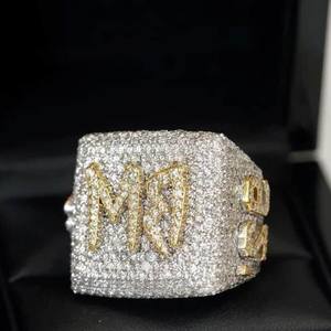 14k Solid Gold Lab Created VVS Moissanite Jewelry Customized Letter Party <b>Diamond</b> <b>Ring</b> for Women Moissanite <b>Rings</b> - Product Image 4