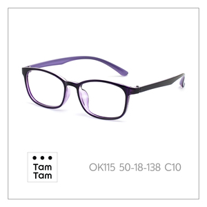 Tam Tam OK115 Rectangle Full-Rim Eyeglasses <b>Frames</b> Purple-Violet Unisex Adult Anti-Uv Lightweight Vision Correction - Product Image 1