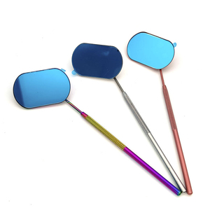 Miroirs de poche cosmétiques ovales rouges lumineux en acier inoxydable personnalisés avec logo, de haute qualité, prix de gros - Product Image 1