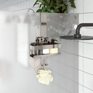 Portaobjetos de Ducha Colgante de Acero Inoxidable 304 Plateado con Dispensador de Jabón Líquido - Product Image 1