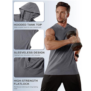 Hoodies sans manches tendance, matière extensible douce, coupe confortable pour un usage quotidien décontracté, hoodies sans manches - Product Image 5