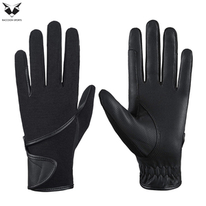 Guantes de equitación de verano de cuero genuino transpirables, de dedo completo, antideslizantes, ligeros, talla L, color negro sólido, personalizables para - Product Image 6