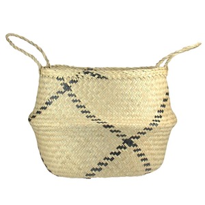 Beige Seagrass Belly <b>Basket</b> with Black Accents and Handles Handmade <b>Storage</b> <b>Basket</b> Wholesale eco-friendly Made in Vietnam - Product Image 6