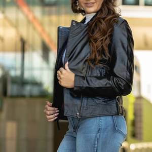 Nuevas Chaquetas Negras para Mujer con Logotipo Personalizado, Chaqueta Vintage para Invierno, Abrigo de Cuero Elegante, Chaqueta Bomber Genuina, Ropa Urbana - Product Image 4