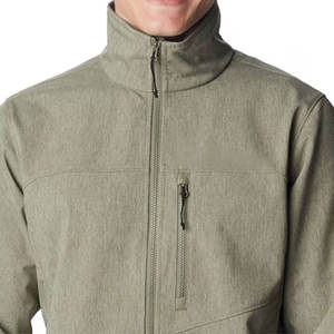 Veste de pluie pour homme vert olive, col montant, fermeture éclair, coupe-vent, décontractée, pour l'extérieur, coupe régulière, couleur unie, imperméable - Product Image 5