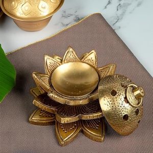 Quemador de Incienso de Latón de Lujo con Tapa, Decorativo, con Efecto de Flujo de Humo, para Meditación, Yoga, Hogar, Templo, Espiritualidad - Product Image 6