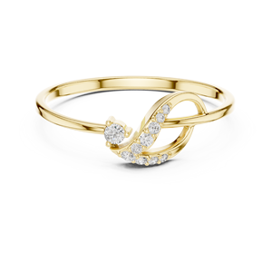 Anillo de oro macizo de 14k para mujer con diamante de corte redondo minimalista de hoja natural, ideal para regalo, compromiso, aniversario, boda. - Product Image 1
