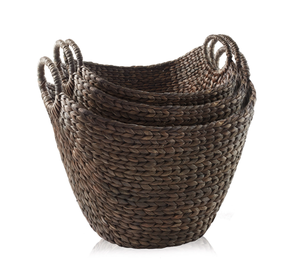 Artex HaiNam Natural Water Hyacinth Storage <b>Baskets</b> <b>With</b> <b>Handles</b> Bowl Shape Multi Purpose Rustic Style Organizers For Neatening - Product Image 3