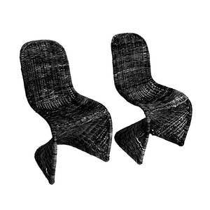 DreamCraft <b>Set</b> <b>of</b> <b>2</b> S-Shaped Indoor/Outdoor Woven Rattan <b>Dining</b> <b>Chairs</b> - Product Image 1