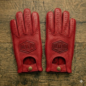 Guantes de Invierno Cortos Unisex de Piel de Ciervo Premium, Color Rojo, con Logotipo Personalizado, Súper Suaves y Cálidos, 160g, Sin Forro, Antideslizantes - Product Image 1