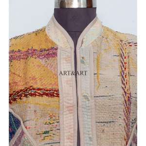Nouvelle arrivée, veste ethnique pour femmes, veste courte respirante et écologique en coton indien fait main, patchwork multicolore Kantha vintage - Product Image 3