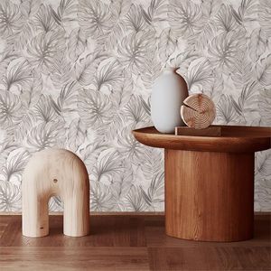 Papel Tapiz Moderno Boho con Hojas de Monstera Abstractas, Fácil de Despegar, Autoadhesivo, Decoración de Pared, Papel Tapiz Autoadhesivo - Product Image 2