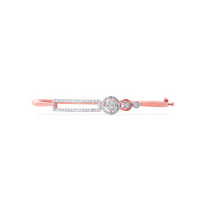 Modern Rose Gold Geometric Diamond Open <b>Bangle</b> <b>Bracelet</b> for Women - Product Image 1