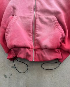 Custom Vintage Cropped Zip Hoodie Adjustable Hem Zipper Hoodie Heavyweight Acid Wash Sun Faded Crop Hoodies For Men Women - Product Image 4