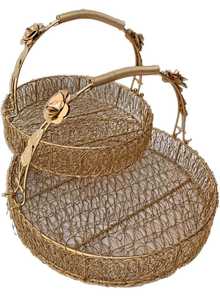 Cesta Redonda Dorada Sahagun para Regalos de Boda, Cesta Decorativa para Regalos de Inauguración de Casa - Product Image 5