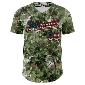 Breathable Camo Printed Baseball Jersey Short Sleeve Quick Dry 100% Polyester Full Button Sportswear Summer Winter Unisex - Product Image 2