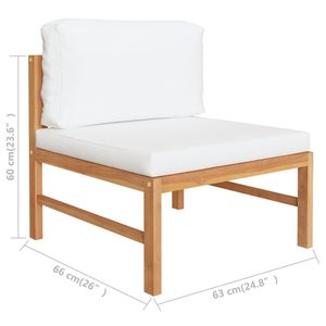 Ensemble de salon de jardin en bois de teck et polyester crème, durable et élégant pour l'extérieur - Product Image 6