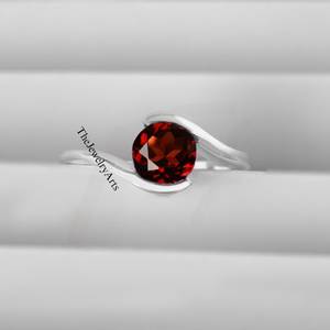 Anillo de Plata de Ley 925 con Granate Rojo, Hecho a Mano, con Piedra Preciosa, Anillo de Boda, Piedra de Nacimiento de Enero, Joyería Fina para Mujer - Product Image 3