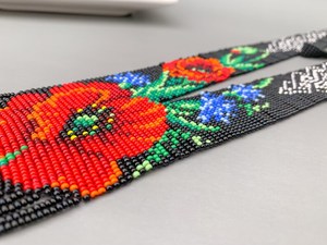 GLAMOUR MEILLEURE VENTE Collier gerdan ethnique populaire avec perles de fleurs rouges, bijoux ukrainiens, long collier gerdan bohème perlé - Product Image 4