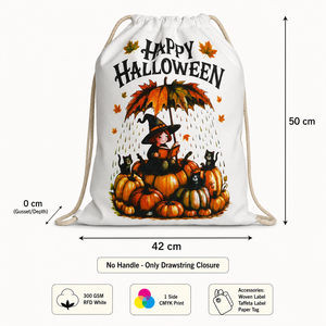 Bolsa de Regalo Personalizada de Algodón con Cordón para Halloween, 42x50 cm, Impresión CMYK, Reutilizable, para Dulces, Venta al Por Mayor, Fabricante OEM ODM - Product Image 5