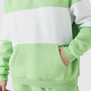 Ensemble de survêtement en molleton de coton pour homme, grande taille, fabriqué en usine, sweat à capuche bicolore et pantalon de survêtement, coupe ample, logo personnalisé, séchage rapide - Product Image 3