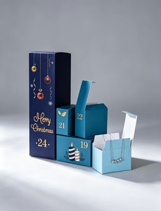 Boîte cadeau calendrier de l'avent de Noël personnalisée de 24 jours, boîte de l'avent en papier rigide à double porte de luxe avec ruban pour cadeau de Noël - Product Image 5