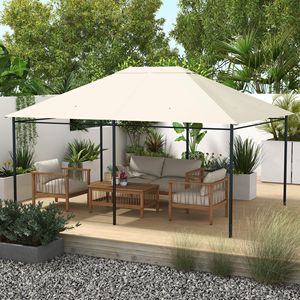 10FT X 13FT Modern Design Durable Fabric Gazebo <b>Canopy</b> Replacement <b>Roof</b> for 84C 116 Cream White for Villa Courtyard Park Metal - Product Image 2