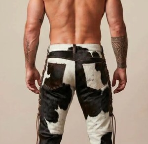 <b>Mens</b> Cowhide <b>Leather</b> Pants Motorcycle Style <b>Trousers</b> Genuine Hide Made to Measure OEM Wholesale Factory - Product Image 2
