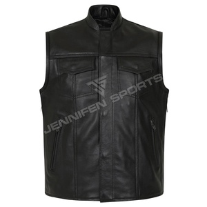 Gilet en cuir pour moto, vêtements personnalisés pour motards avec poche intérieure, gilet en cuir américain et européen - Product Image 1